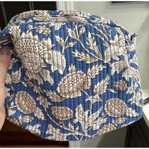 Free People Be Deva Bindi Blue and Brown Quilted Cosmetic Bag